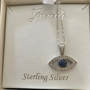 Sterling Silver Blue Eye Pendant Necklace